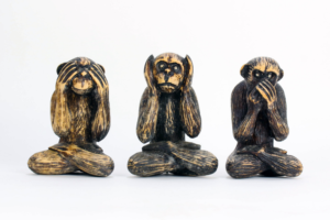 3 monkeys that are "Hear no evil - see no evil - do no evil "